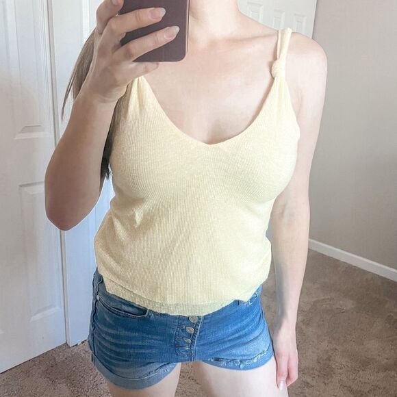 The Range REVOLVE Ribbed Crop Tank Top Yellow XS - Picture 5 of 11